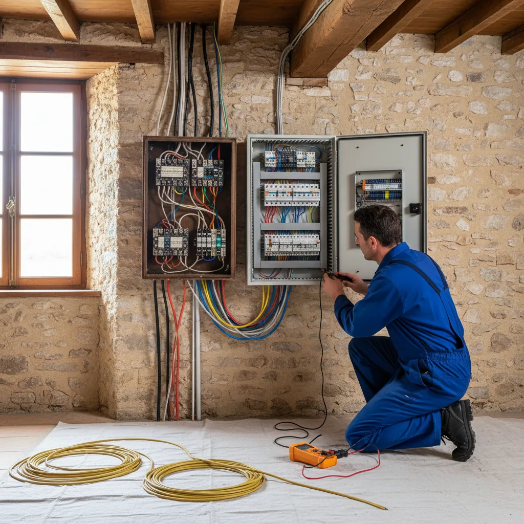 Mise aux normes d'un tableau électrique ancien en Charente