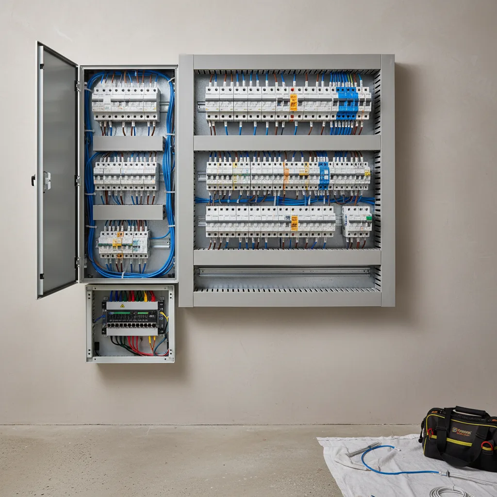 Tableau électrique neuf avec disjoncteurs modulaires installé à Chasseneuil-sur-Bonnieure